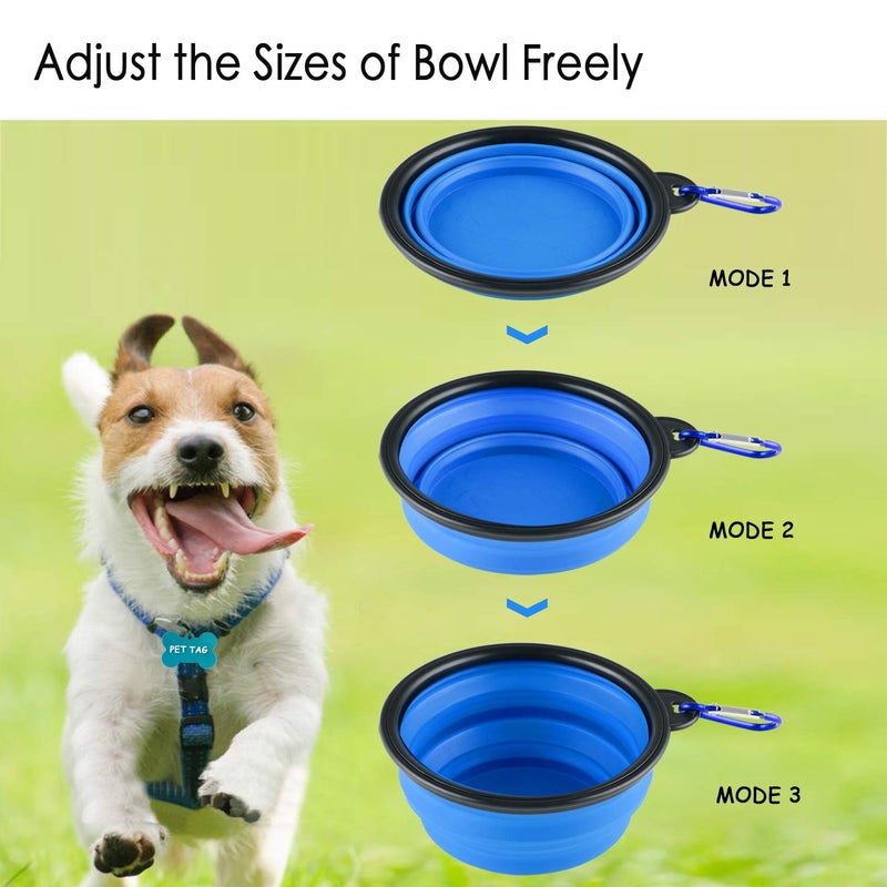MXZONE 3 Collapsible Silicone Dog Bowl, Foldable Expandable Cup Dish for Small Pet Cat Food Water Feeding Portable Travel Bowl, Pet ID-Tag - Image 3